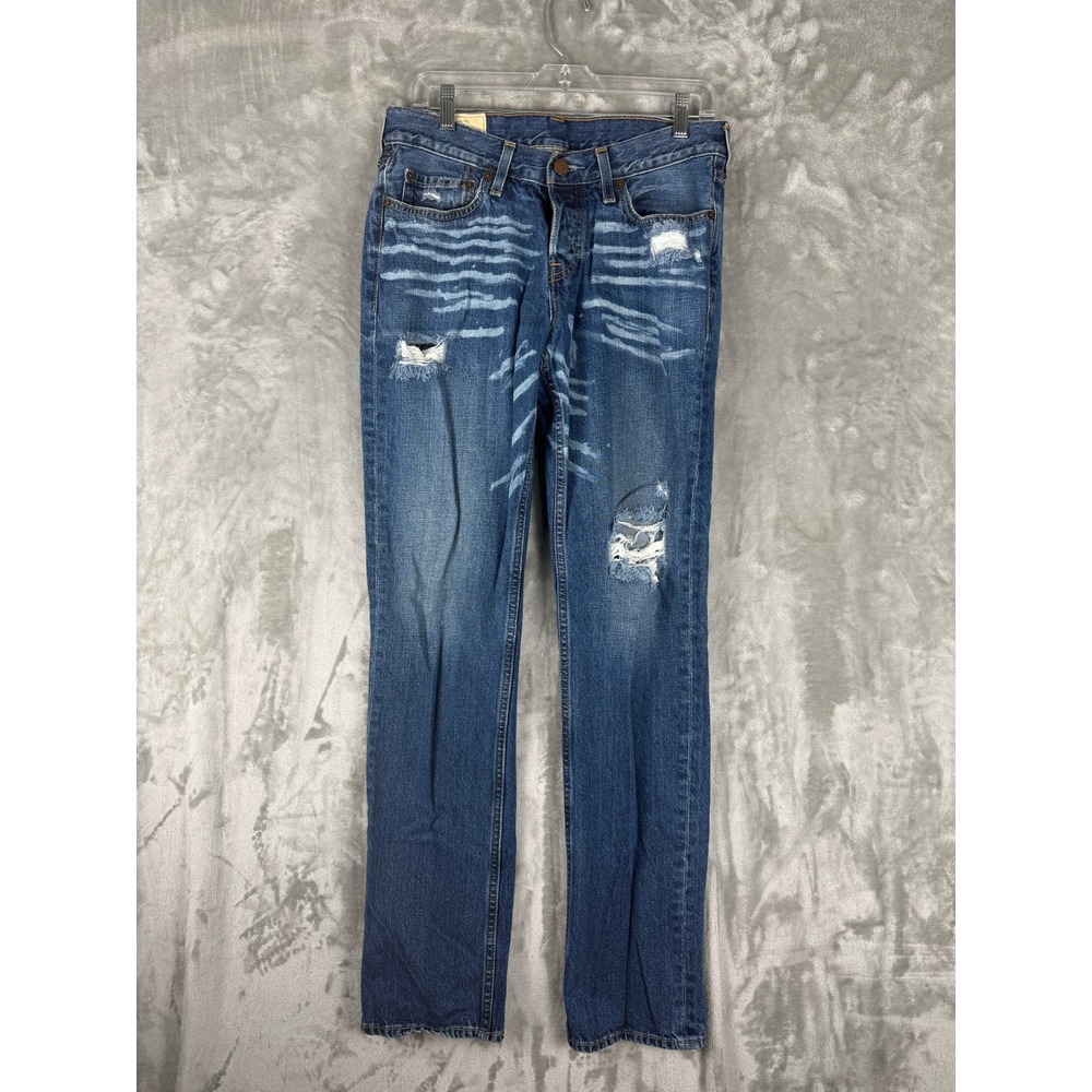 Hollister California Distressed Blue Jeans W30 L34 Relaxed Fit Men